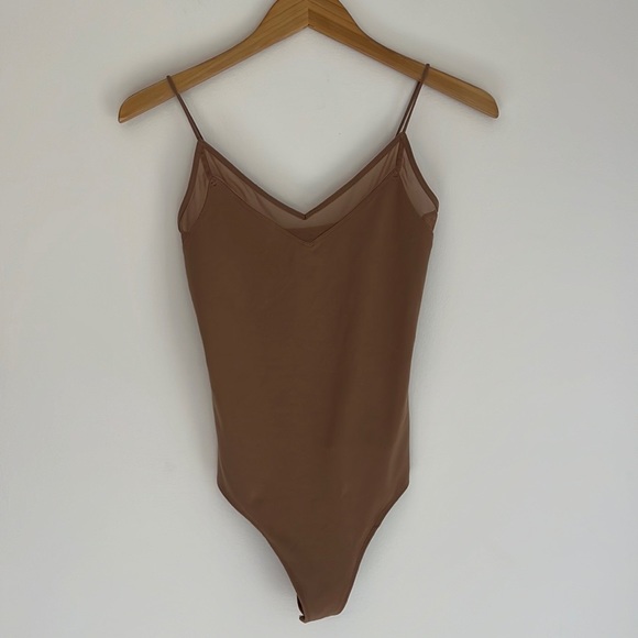Abercrombie & Fitch Tops - Abercrombie & Fitch Brown V-Neck Mesh Bodysuit Size Small